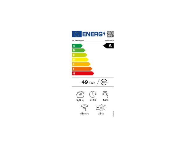 lave linge 9 kg 1400 tours moteur smart inverter, steam, énergie a, t grynais f94n14sls