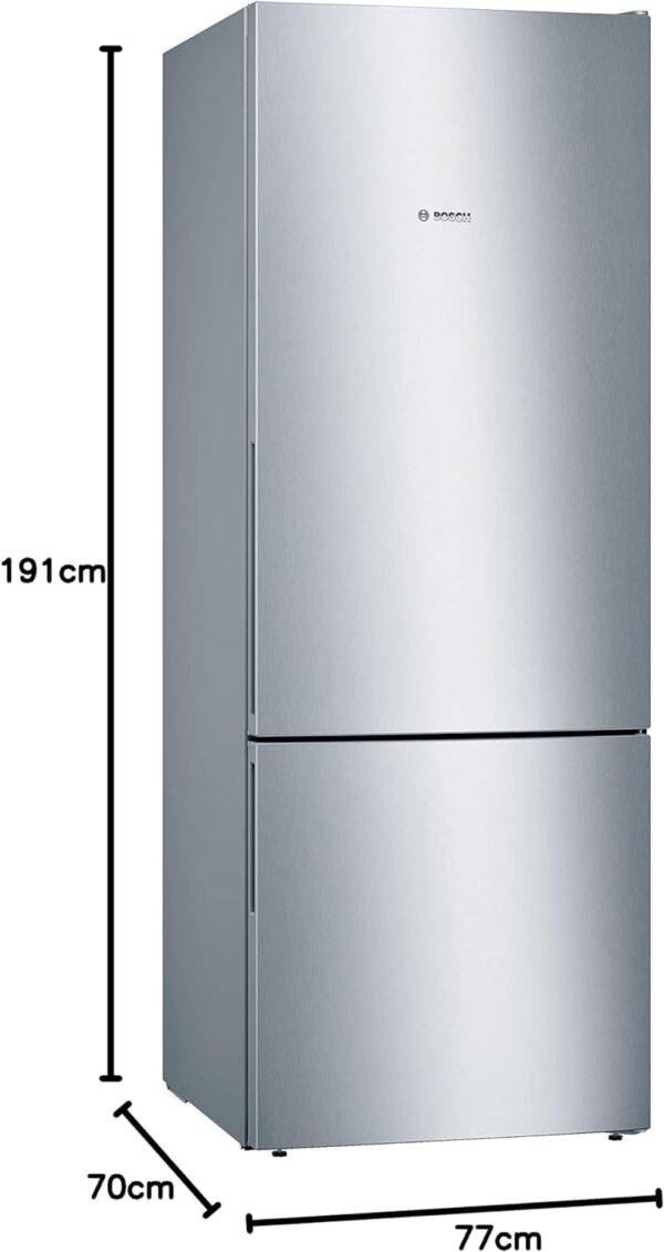 grynais kgv58vleas, série 4, réfrigérateur congélateur, pose libre, 191 x 70 cm, 377 l / 126 l, inox
