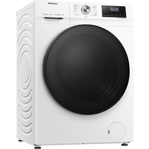 grynais wfqa7014evjm machine à laver avec fonction vapeur/ 7 kg/aquastop/ 1400 tr/min / 15 programmes/inverter powerdrive motor/tambour en acier inoxydable/sécurité enfant/nettoyage du tambour/blanc