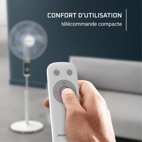 grynais turbo silence, ventilateur sur pied, silencieux, puissant, design durable, Écoénergétique, timer 12h vu5650f0, blanc