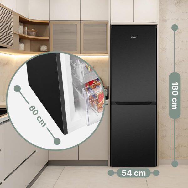 grynais réfrigérateur et congélateur 247l kg7360 noir, système multiairflow, totalement sans givre, 4 Étagères en verre, Éclairage led, classe Énergétique a+, noir