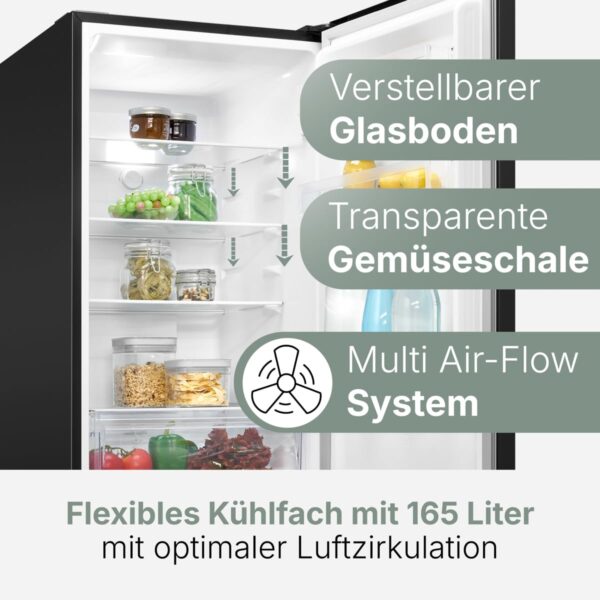 grynais réfrigérateur et congélateur 247l kg7360 noir, système multiairflow, totalement sans givre, 4 Étagères en verre, Éclairage led, classe Énergétique a+, noir