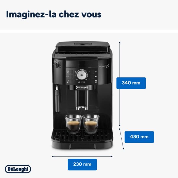 de'longhi magnifica s ecam11.112.b, machine à café automatique/ à espresso du grain à la tasse avec buse à lait, avec 4 recettes à touche unique, panneau de contrôle soft touch, 1450w, noir