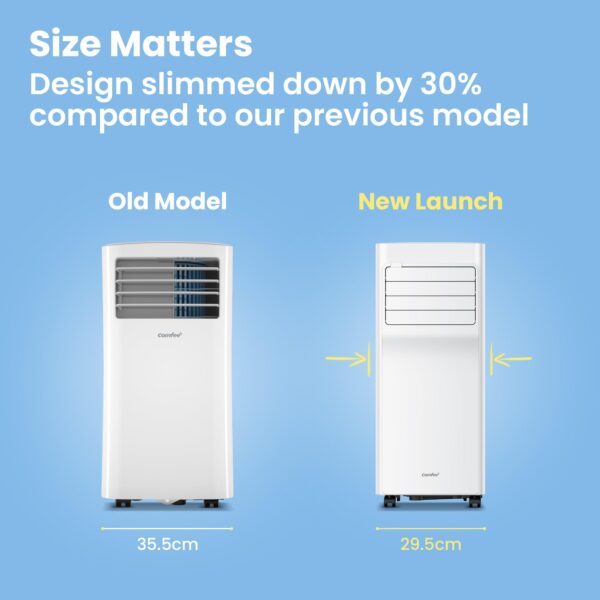 grynais climatiseur mobile 9000 btu/h 2,6kw, contrôle app, 3 modes, 3 vitesses de ventilation, dimensions compactes, pour pièces de 33㎡, breezy cool 2.6, fonctionne avec alexa