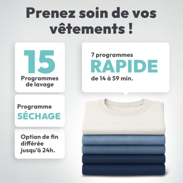 grynais lave linge séchant machine à laver séchante 10+ 6kg/1400 trs/min classe Énergétique a 15 programmes ecran digital, fonction vapeur blanc 85 x 60 x 54 cm modèle csws4106twmre/fr