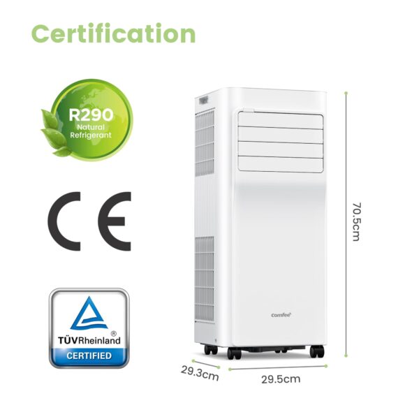 grynais climatiseur mobile 9000 btu/h 2,6kw, contrôle app, 3 modes, 3 vitesses de ventilation, dimensions compactes, pour pièces de 33㎡, breezy cool 2.6, fonctionne avec alexa