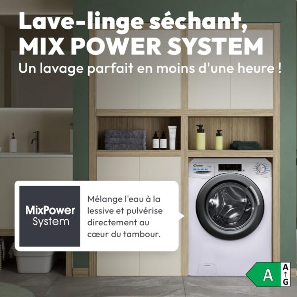 grynais lave linge séchant machine à laver séchante 10+ 6kg/1400 trs/min classe Énergétique a 15 programmes ecran digital, fonction vapeur blanc 85 x 60 x 54 cm modèle csws4106twmre/fr
