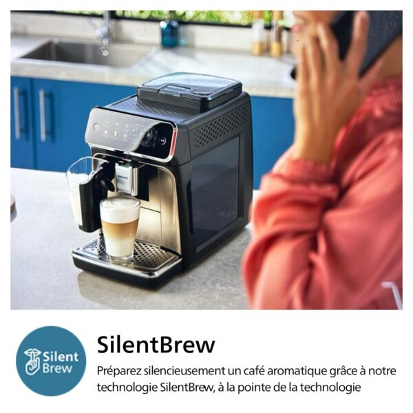 philips machine à expresso entièrement automatique séries 3300 6 boissons,Écran tactile couleur moderne,système à lait lattego,silentbrew,broyeur 100%céramique,filtre aquaclean.noir chrome (ep3347/90)