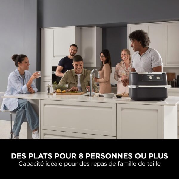 ninja foodi flexdrawer air fryer, dual zone avec séparateur amovible, grand tiroir de 10.4 l, 7 en 1, double zone, sans huile, pièces antiadhésives compatibles au lave vaisselle, noir af500eu