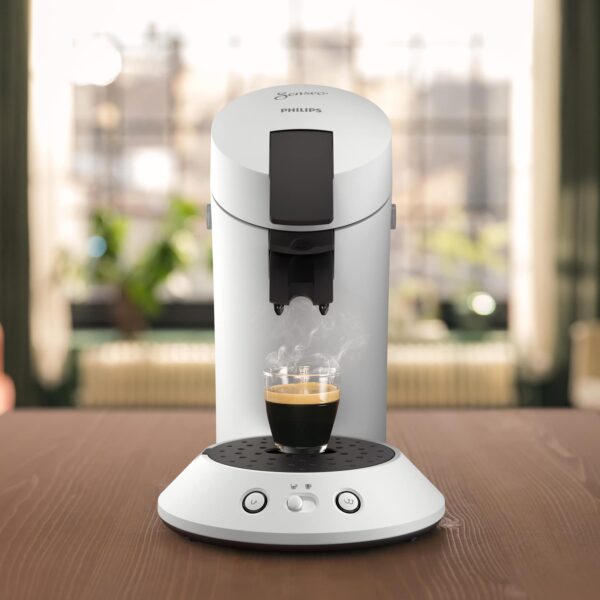 grynais senseo original plus csa210/10 machine à café à dosettes (sélection de la puissance du café, technologie coffee boost, en plastique recyclé) blanc
