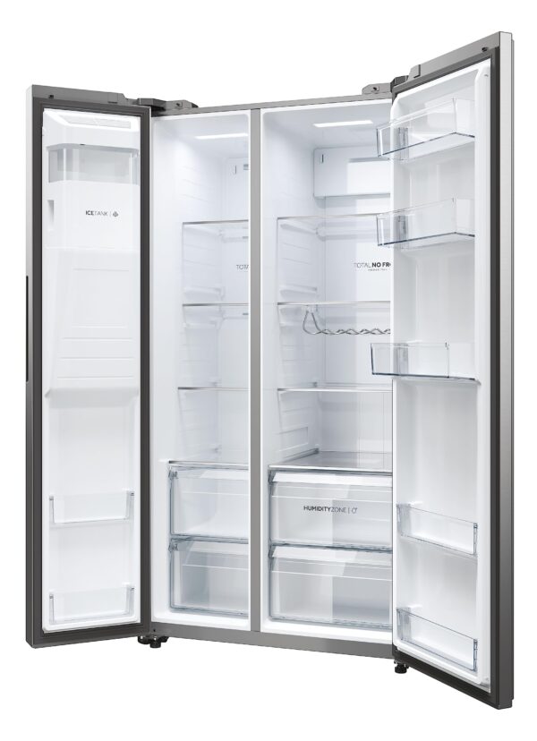 grynais sbs 90 serie 5 hsw59f18eimm frigo américain pose libre 601 l e platine, acier inoxydable