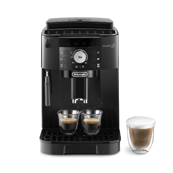 de'longhi magnifica s ecam11.112.b, machine à café automatique/ à espresso du grain à la tasse avec buse à lait, avec 4 recettes à touche unique, panneau de contrôle soft touch, 1450w, noir