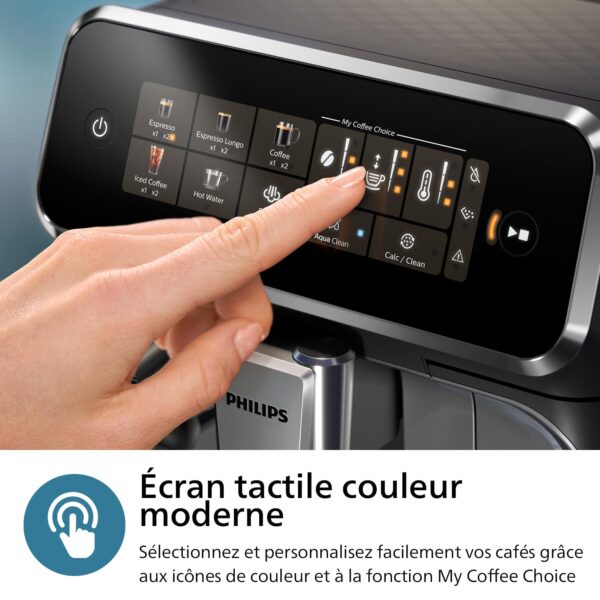 philips machine à expresso entièrement automatique séries 3300 6 boissons,Écran tactile couleur moderne,système à lait lattego,silentbrew,broyeur 100%céramique,filtre aquaclean.noir chrome (ep3347/90)