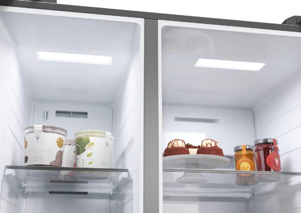 grynais sbs 90 serie 5 hsw59f18eimm frigo américain pose libre 601 l e platine, acier inoxydable