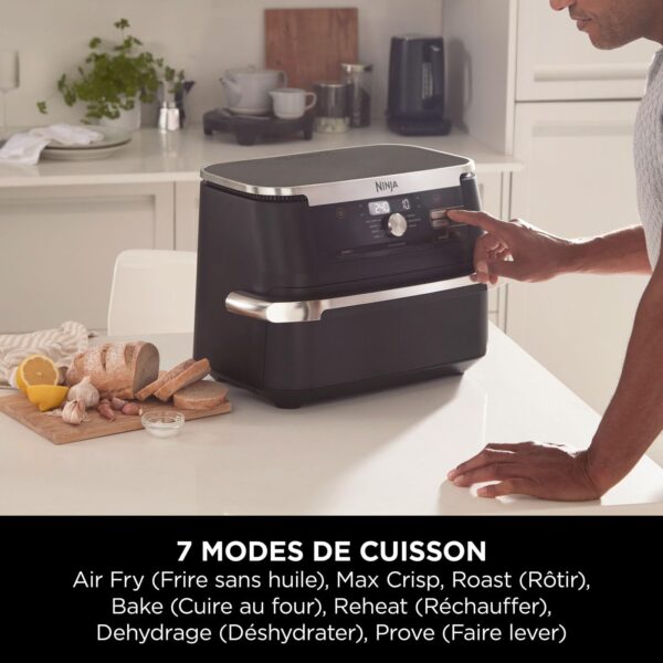 ninja foodi flexdrawer air fryer, dual zone avec séparateur amovible, grand tiroir de 10.4 l, 7 en 1, double zone, sans huile, pièces antiadhésives compatibles au lave vaisselle, noir af500eu