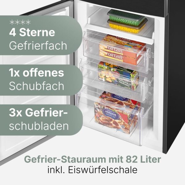 grynais réfrigérateur et congélateur 247l kg7360 noir, système multiairflow, totalement sans givre, 4 Étagères en verre, Éclairage led, classe Énergétique a+, noir