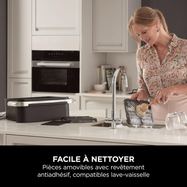ninja foodi flexdrawer air fryer, dual zone avec séparateur amovible, grand tiroir de 10.4 l, 7 en 1, double zone, sans huile, pièces antiadhésives compatibles au lave vaisselle, noir af500eu