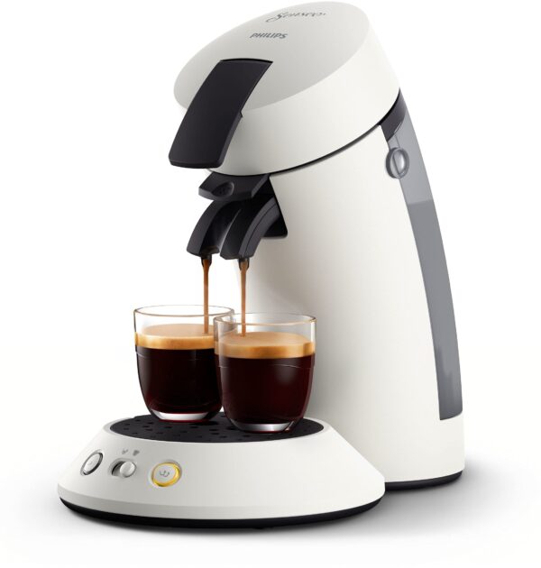 grynais senseo original plus csa210/10 machine à café à dosettes (sélection de la puissance du café, technologie coffee boost, en plastique recyclé) blanc
