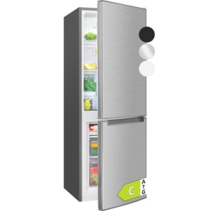 grynais, réfrigérateur et congélateur 173l inox kg7359 réfrigérateur 121l, congélateur 52l, Éclairage led, contrôle température, alarme ouverture, Économie Énergie, dimensions 142,5x49,5x56 cm