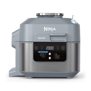 ninja speedi 10 en 1 cuiseur rapide, air fryer, friteuse à air et multicuiseur, 5.7l, repas pour 4 en 15 minutes, vapeur, gril, cuire au four, rôtir, saisir, mijoter et plus, gris sel de mer, on400eu