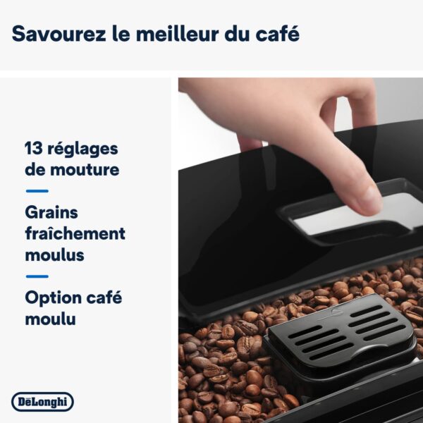 de'longhi magnifica s ecam11.112.b, machine à café automatique/ à espresso du grain à la tasse avec buse à lait, avec 4 recettes à touche unique, panneau de contrôle soft touch, 1450w, noir