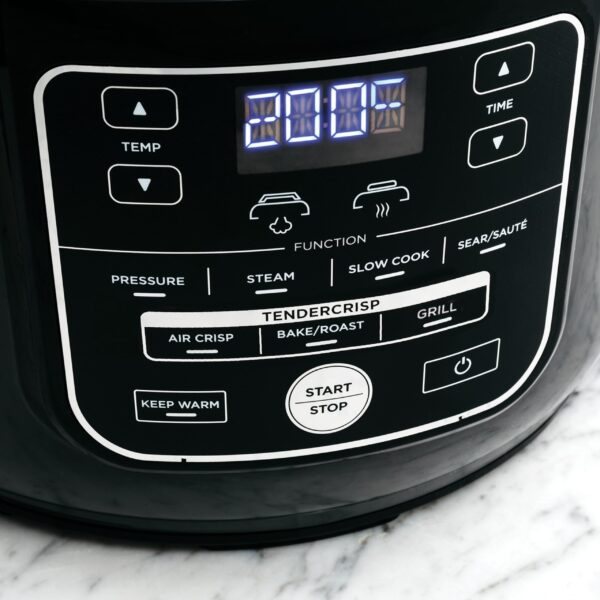 ninja multicuiseur foodi, air fryer, 7 en 1, 6l, 7 fonctions de cuisson, autocuiseur multifonction, cuisson sous pression, friture à l'air, cuisson lente, gril et plus, acier brossé et noir, op300eu