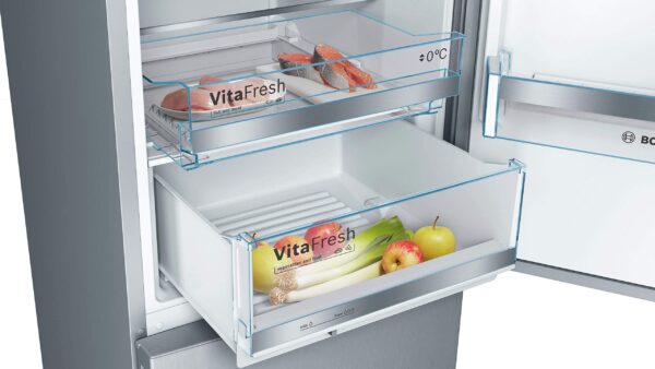 grynais kge398ibp série 6, réfrigérateur combiné pose libre, 201 x 60 cm, inox anti trace de doigts