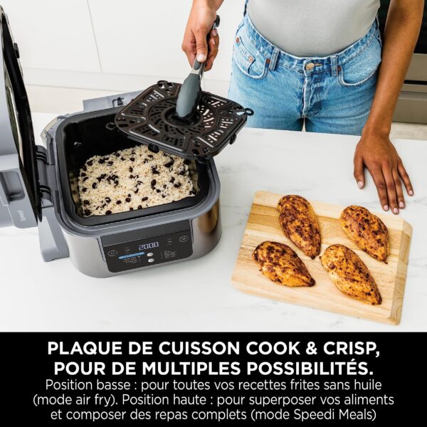 ninja speedi 10 en 1 cuiseur rapide, air fryer, friteuse à air et multicuiseur, 5.7l, repas pour 4 en 15 minutes, vapeur, gril, cuire au four, rôtir, saisir, mijoter et plus, gris sel de mer, on400eu